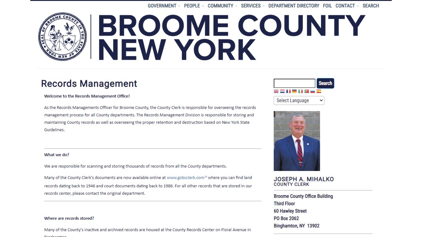 Records Management | Broome County