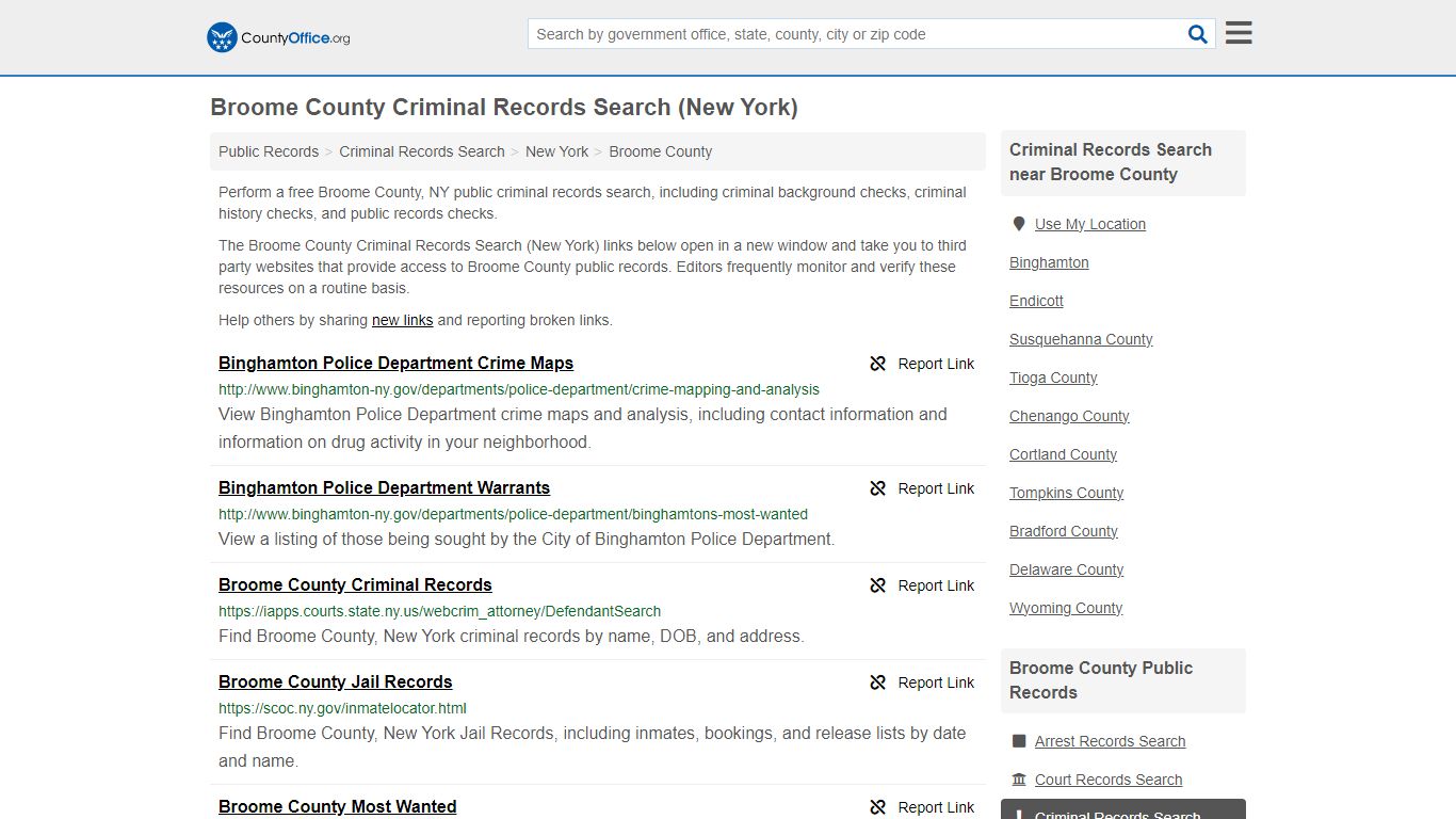 Broome County Criminal Records Search (New York) - County Office
