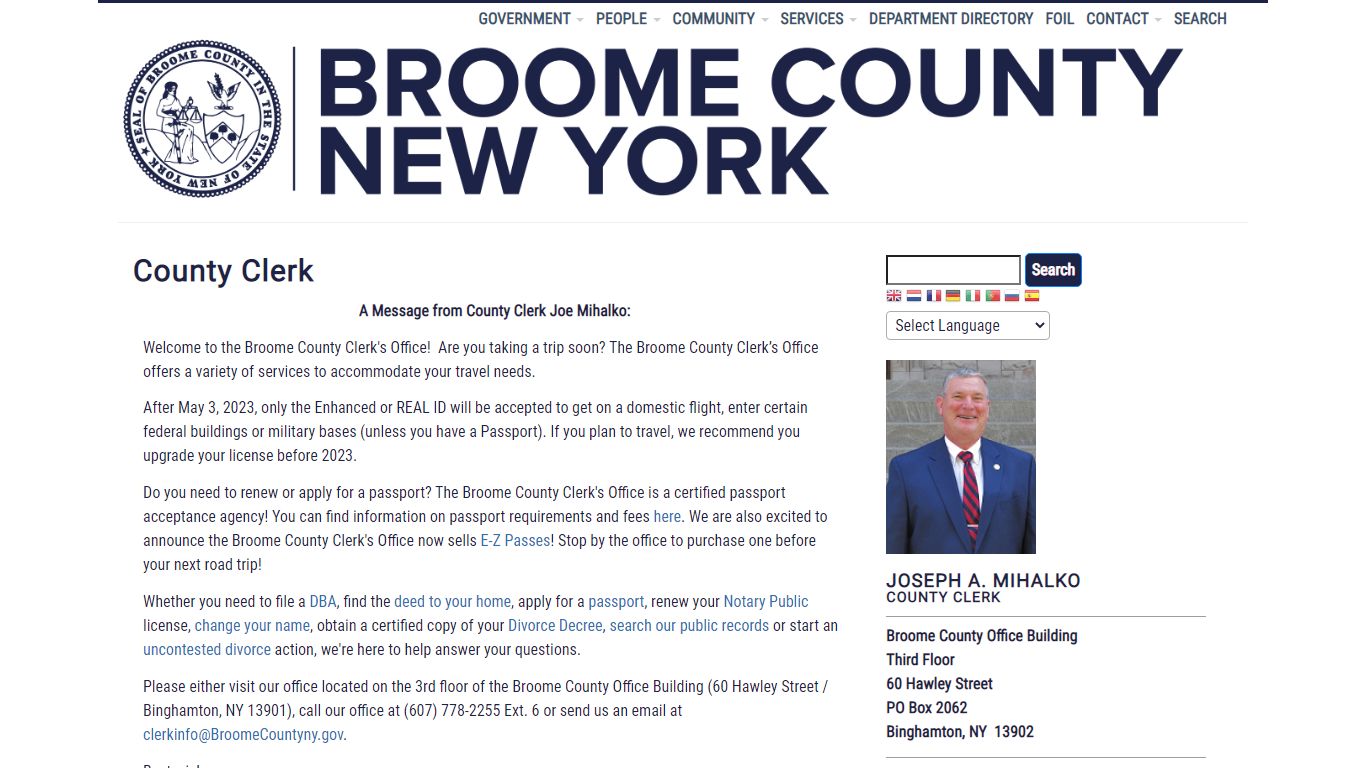 County Clerk | Broome County