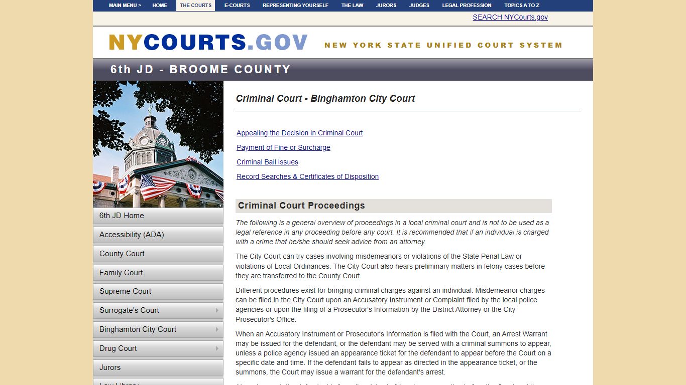 Criminal Court - Binghamton City Court | NYCOURTS.GOV